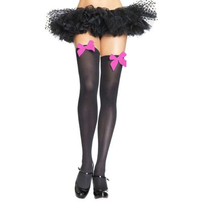 Thigh High Stockings with Satin Bows Adult Womens Sexy Hosiery